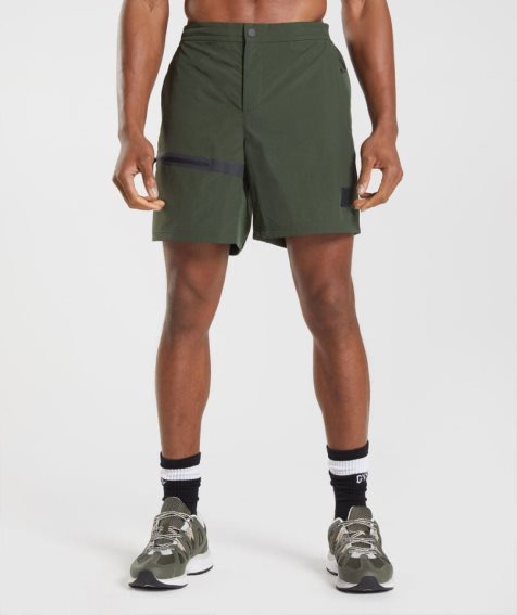 Men's Gymshark Retake Woven 7" Shorts Olive | NZ 1IKLWN